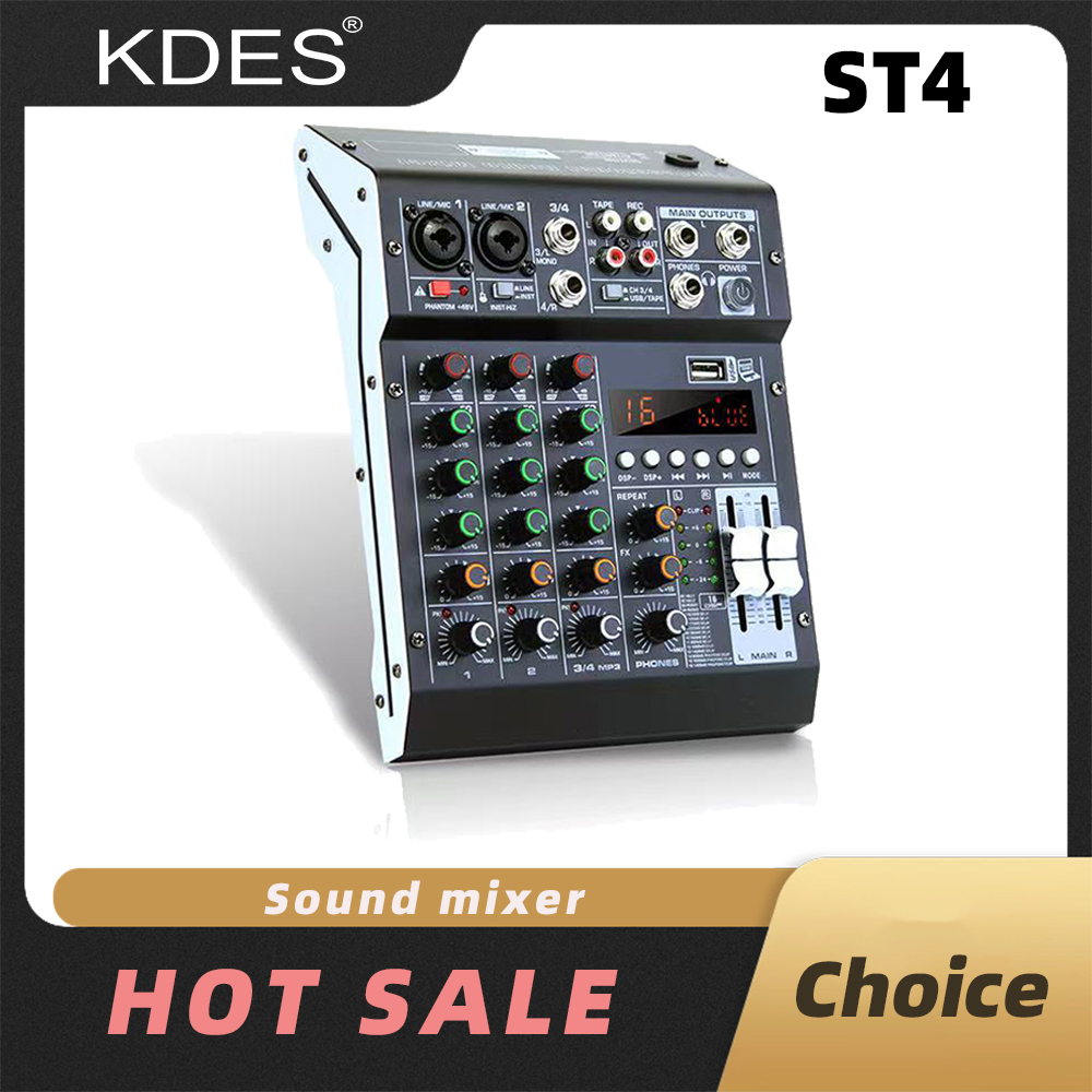 Audio Mixer 4 Channel Usb Bluetooth Pc - Mikser audio KDES ST4 4-kanałowy z