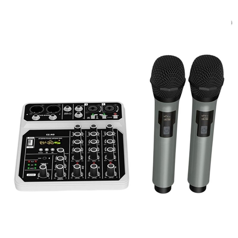Audio Mixer 4 Channel Usb Bluetooth Pc - Mikrofon bezprzewodowy T23C, 4-kanałowy mikser audio,