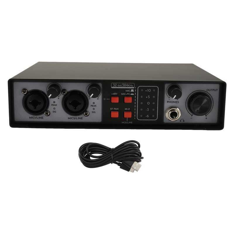Studio Audio Interface With 48V Phantom - SQPP-2 Interfejs audio USB 2 wejścia