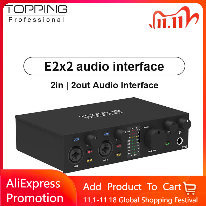 Usb Audio Interface 2 In 2 Out 24Bit - Profesjonalny interfejs audio TOPPING E2x2 do