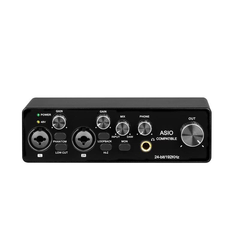 Studio Audio Interface With 48V Phantom - Karta dźwiękowa USB B68C do podcastingu