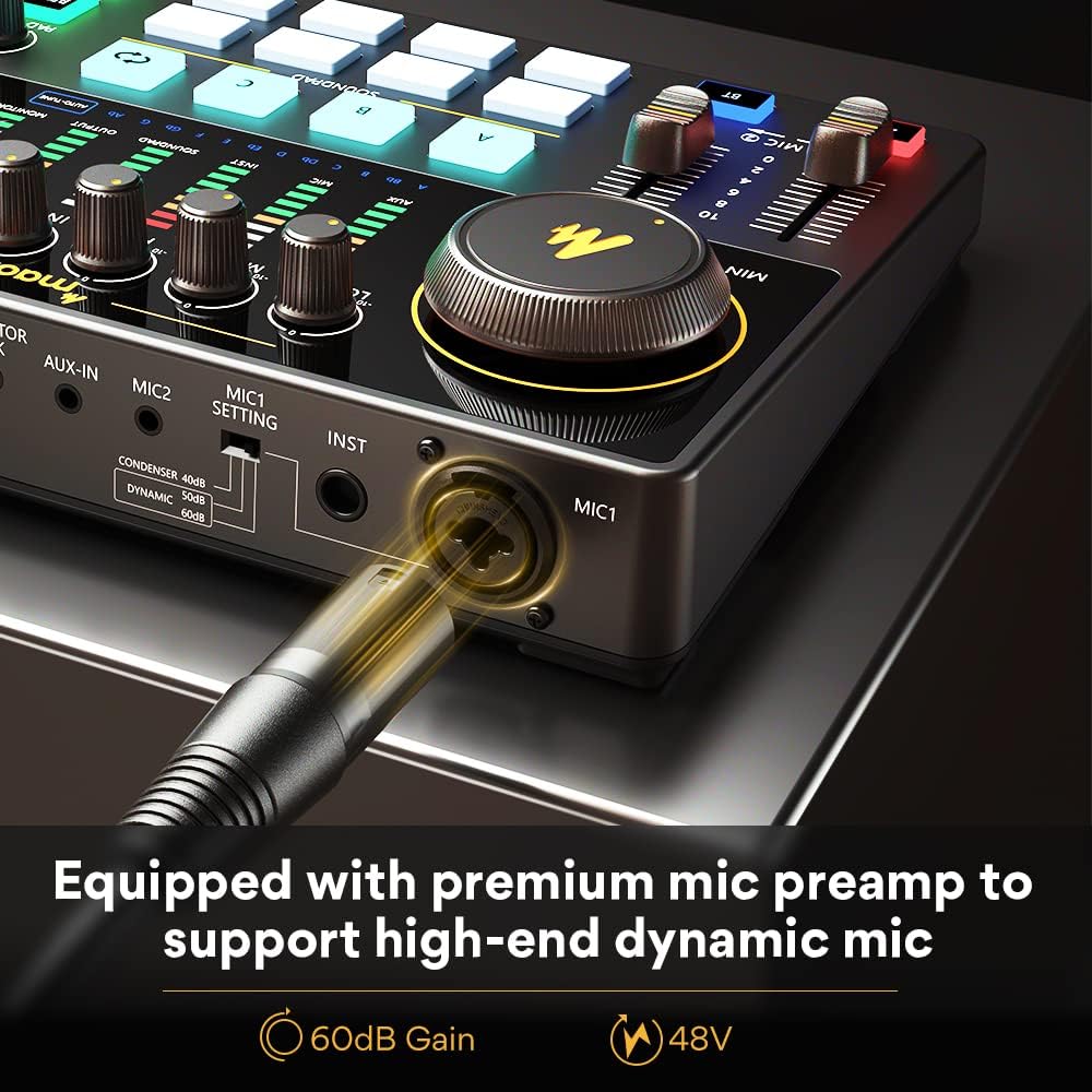 Mikser audio MAONO AME2, konso – Studio Audio Interface With 48V Phantom recenzja i cena