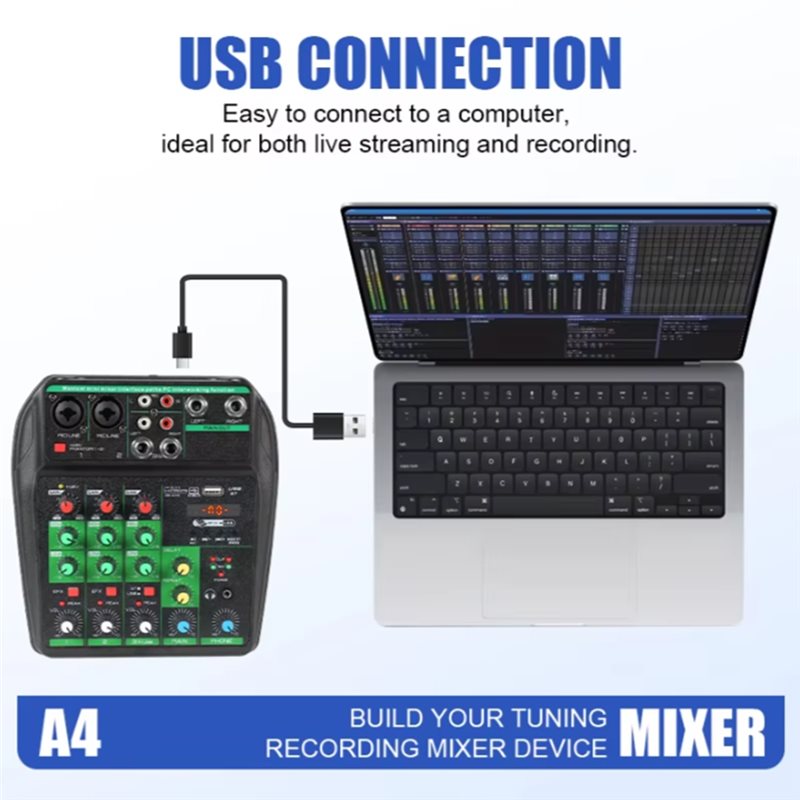 Profesjonalny mikser audio, 4- – Audio Mixer 4 Channel Usb Bluetooth Pc recenzja i cena