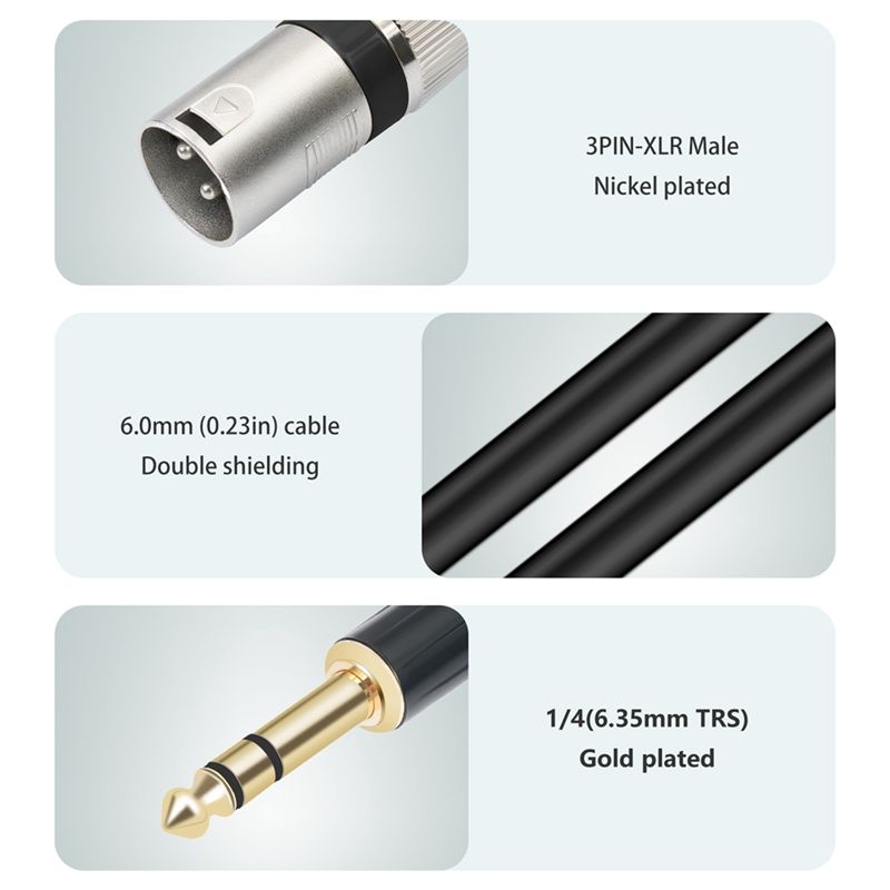 Kabel mikrofonowy AS95, 1/4 ca – Xlr To 6.35Mm Balanced Audio Cable Patch recenzja i cena