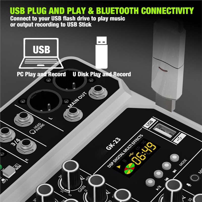 [B24B!】 Bezprzewodowy mikrofon – Audio Mixer 4 Channel Usb Bluetooth Pc recenzja i cena