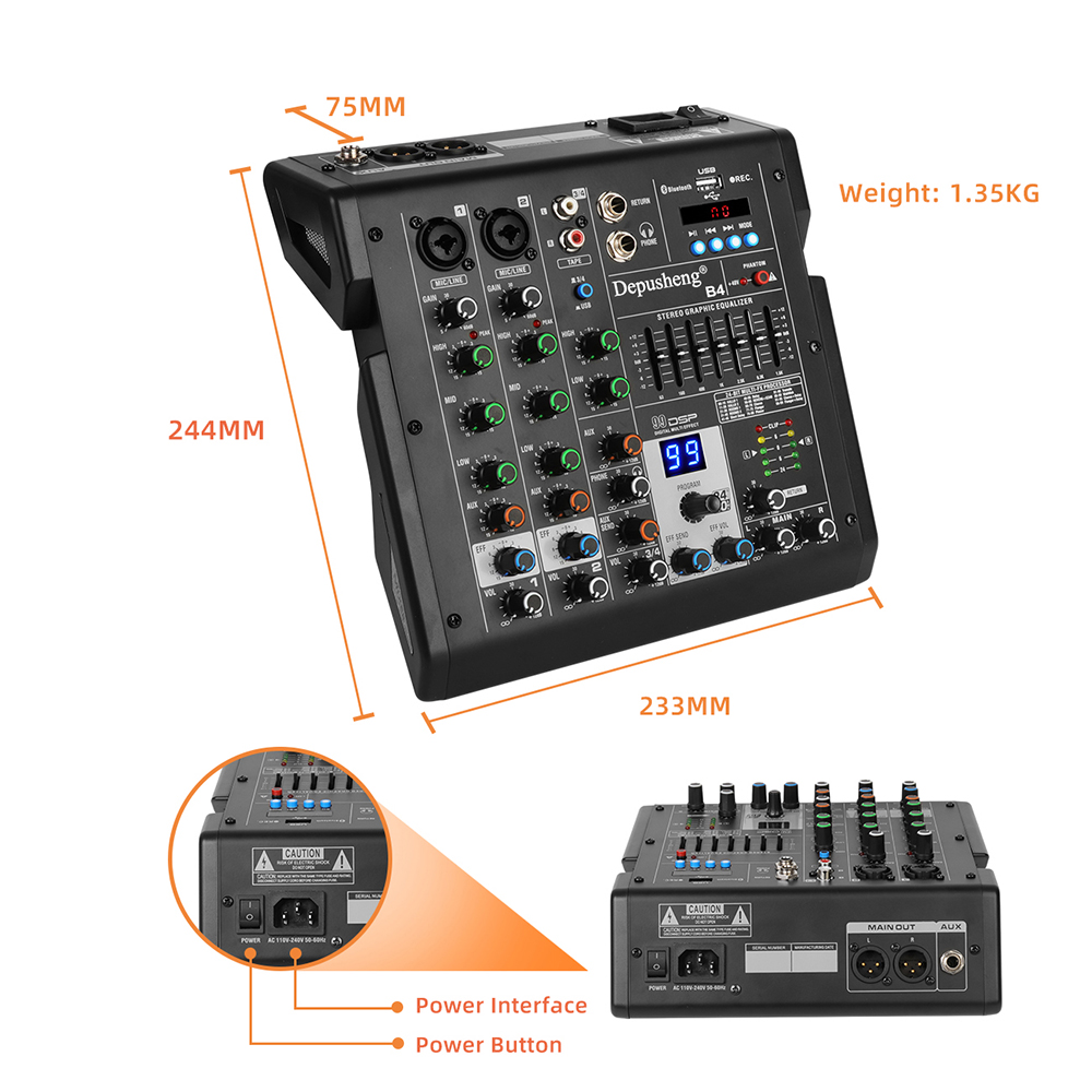 4-kanałowy mikser audio Interf – Studio Audio Interface With 48V Phantom recenzja i cena