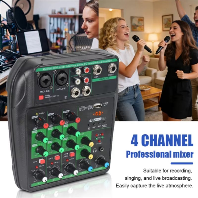 LXYB18B – profesjonalny mikser – Audio Mixer 4 Channel Usb Bluetooth Pc recenzja i cena