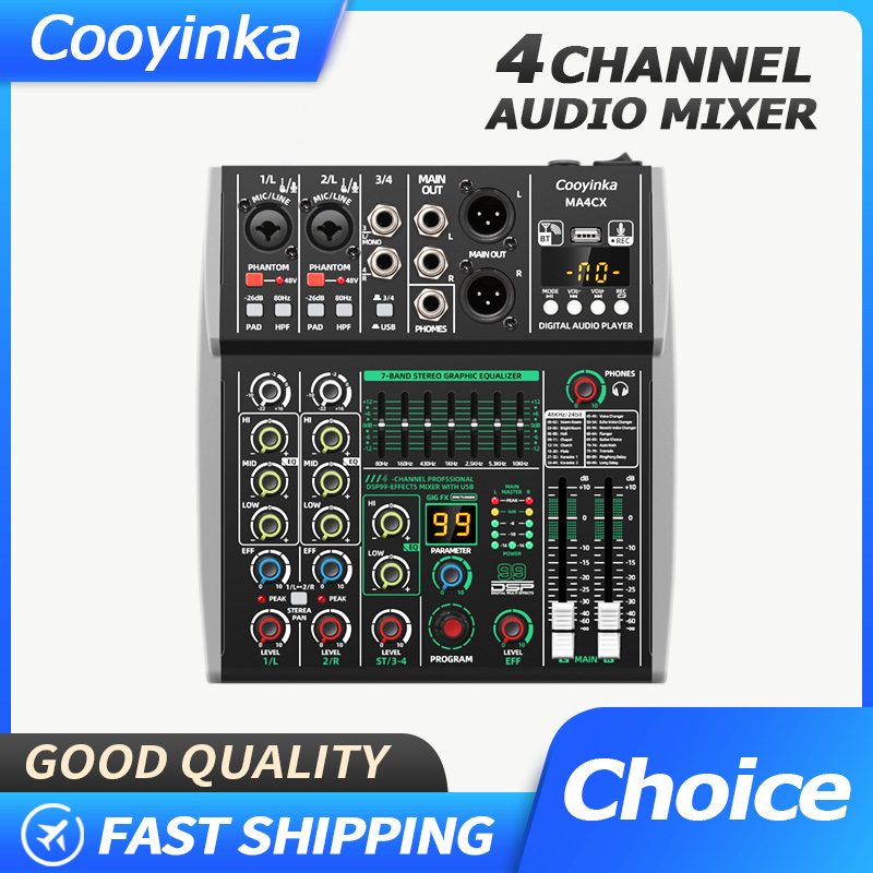 4-kanałowy mikser audio z 48V  – Audio Mixer 4 Channel Usb Bluetooth Pc recenzja i cena